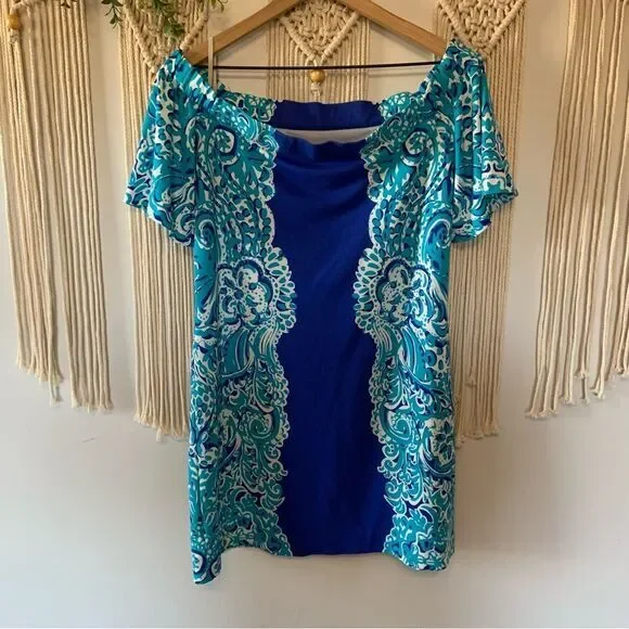 LILLY PULITZER Brilliant‎ Blue Moon Jellies Tiana Off The Shoulder Dress Medium - Picture 6 of 15